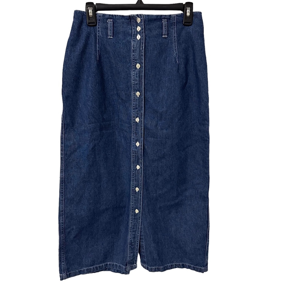 Vintage‎ Chambray Denim Blue Pencil Skirt Button Front Women’s Size 10P
